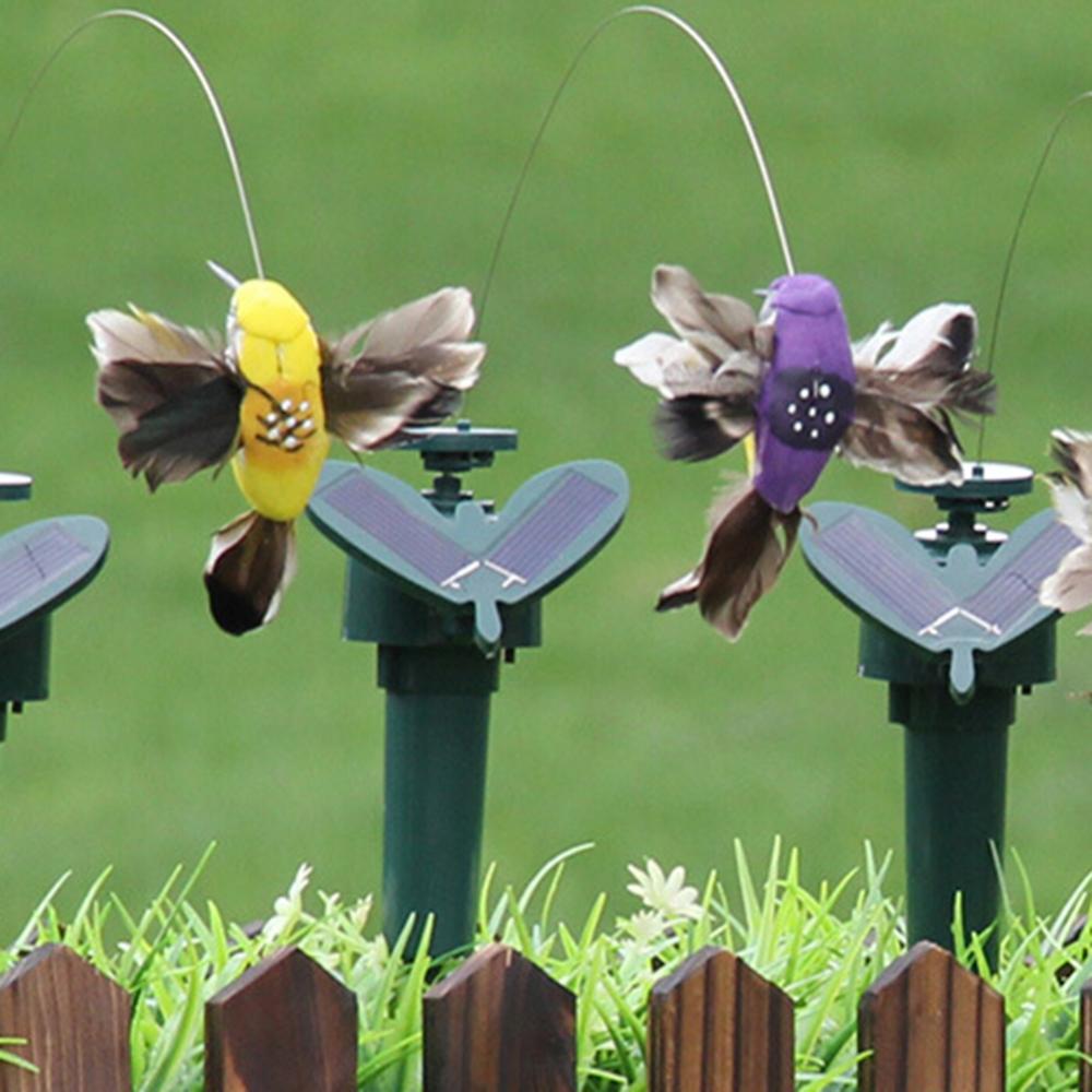 Outdoor Power Stake - Solar Powered Flying Hummingbird Feather Wing