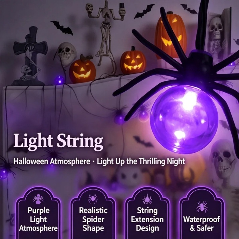 Outdoor Power Lights - Battery Powered Spider LED String Lights,