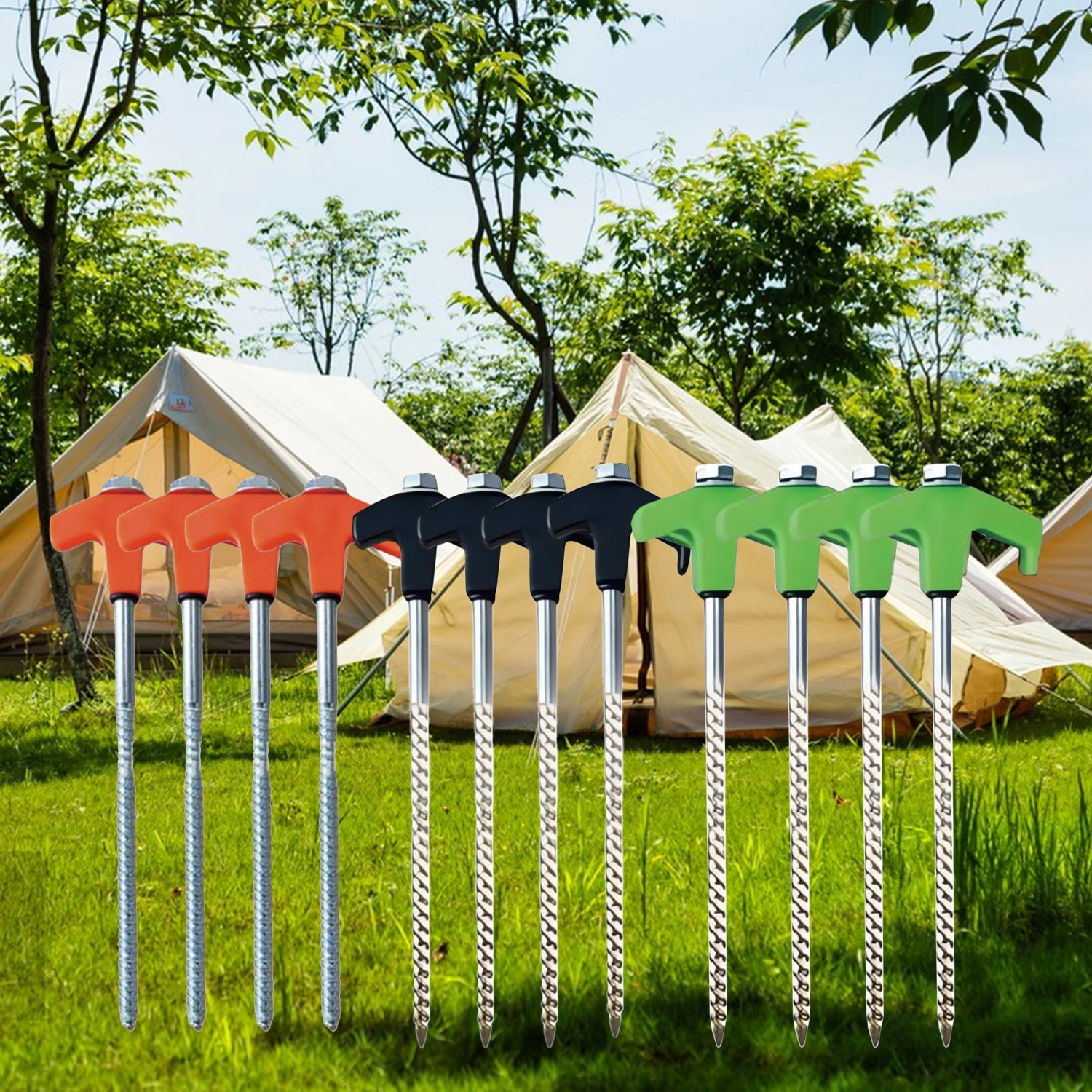 Outdoor Power Stake - 8-inch Screw in Tent Stake New