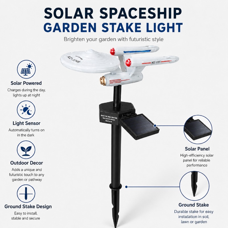 Outdoor Power Stake - Star Trek USS Enterprise Solar Garden