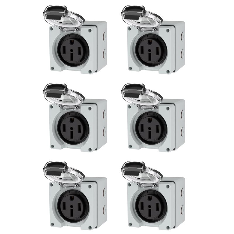 Outdoor Power Receptacle - ABZL 6X 50Amp Power Outlet Box,125/250Volt