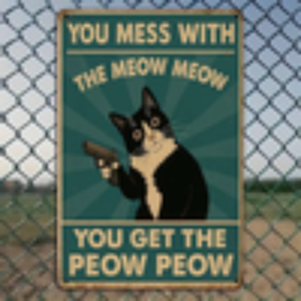 Outdoor Power Bar - CIFBUY Vintage Funny Cat Aluminum Wall