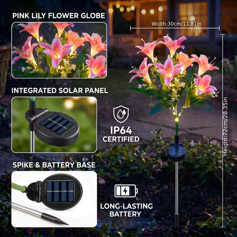 Solar Lily Flower Lawn Lights  - огляд і ціна Outdoor Power Stake