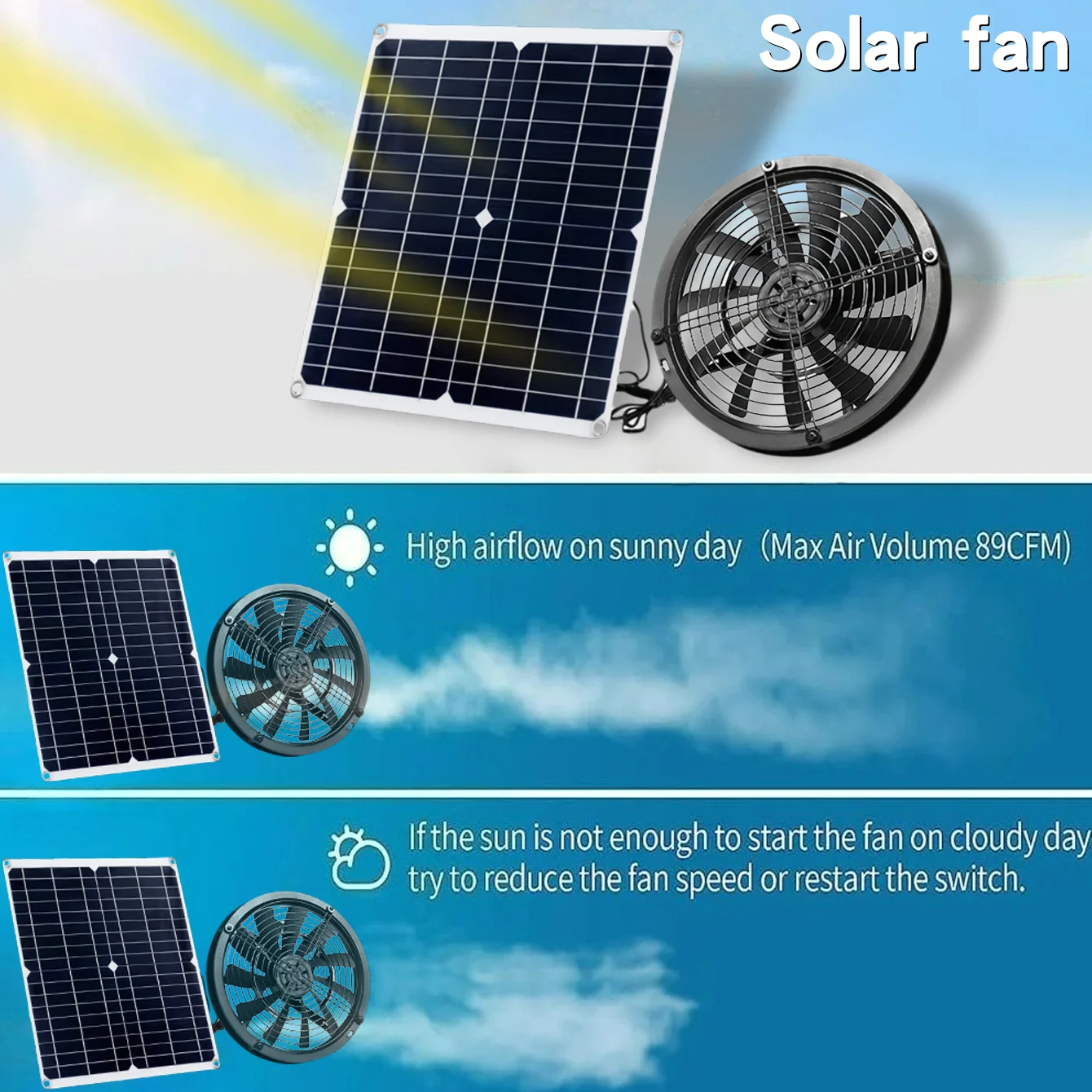 15W Solar Powered Exhaust Fan  - огляд і ціна Outdoor Power Vent